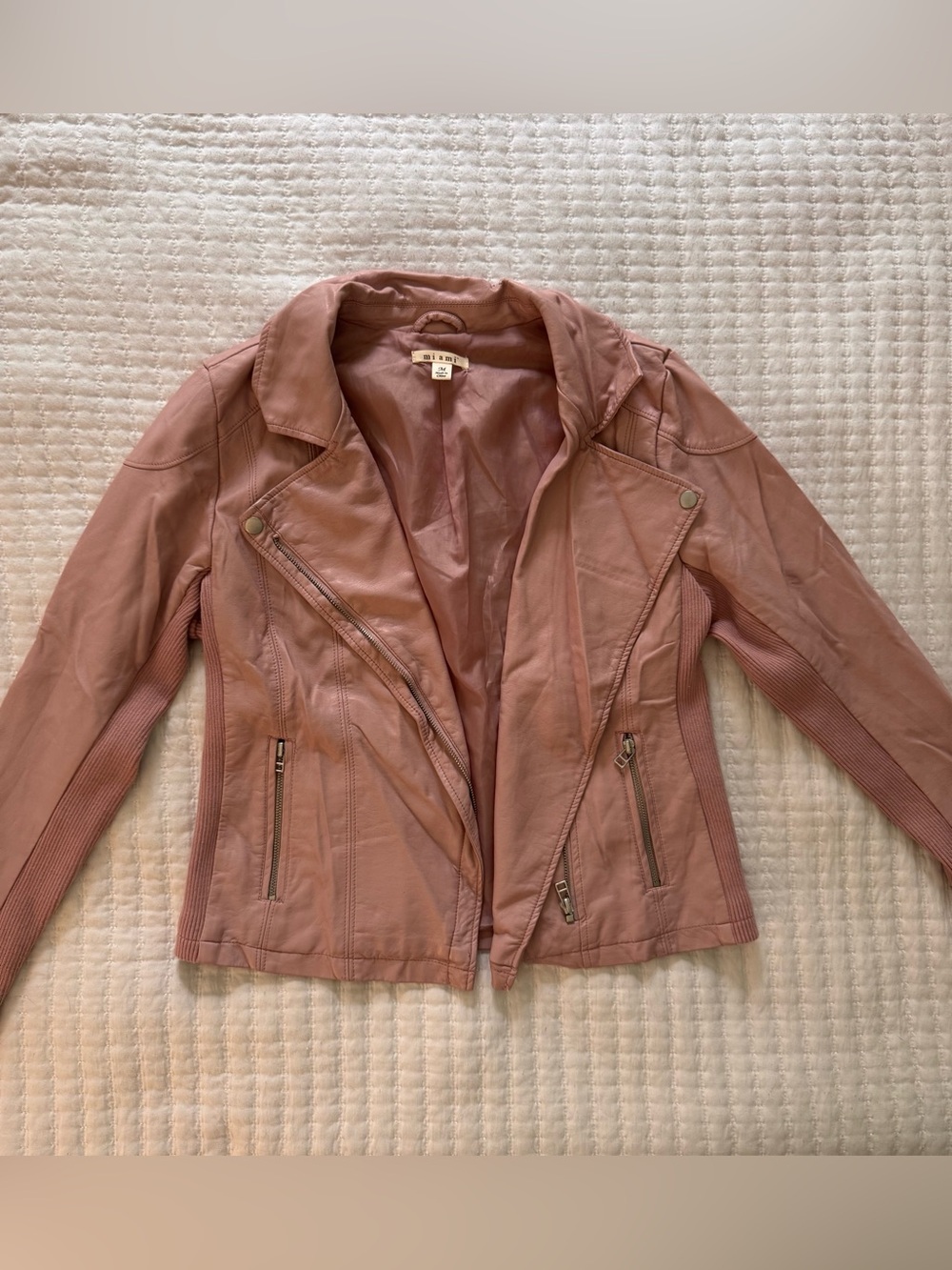 Miami pink moto-style faux leather jacket-size M
